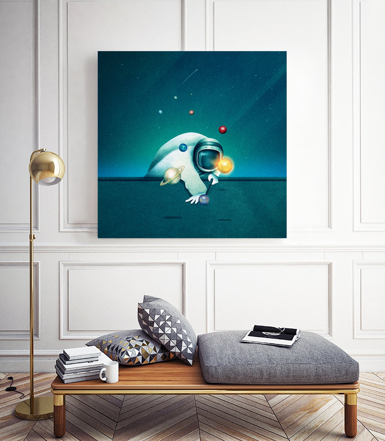 Astronaut Billards by Romina Lutz on GIANT ART - green digital painting