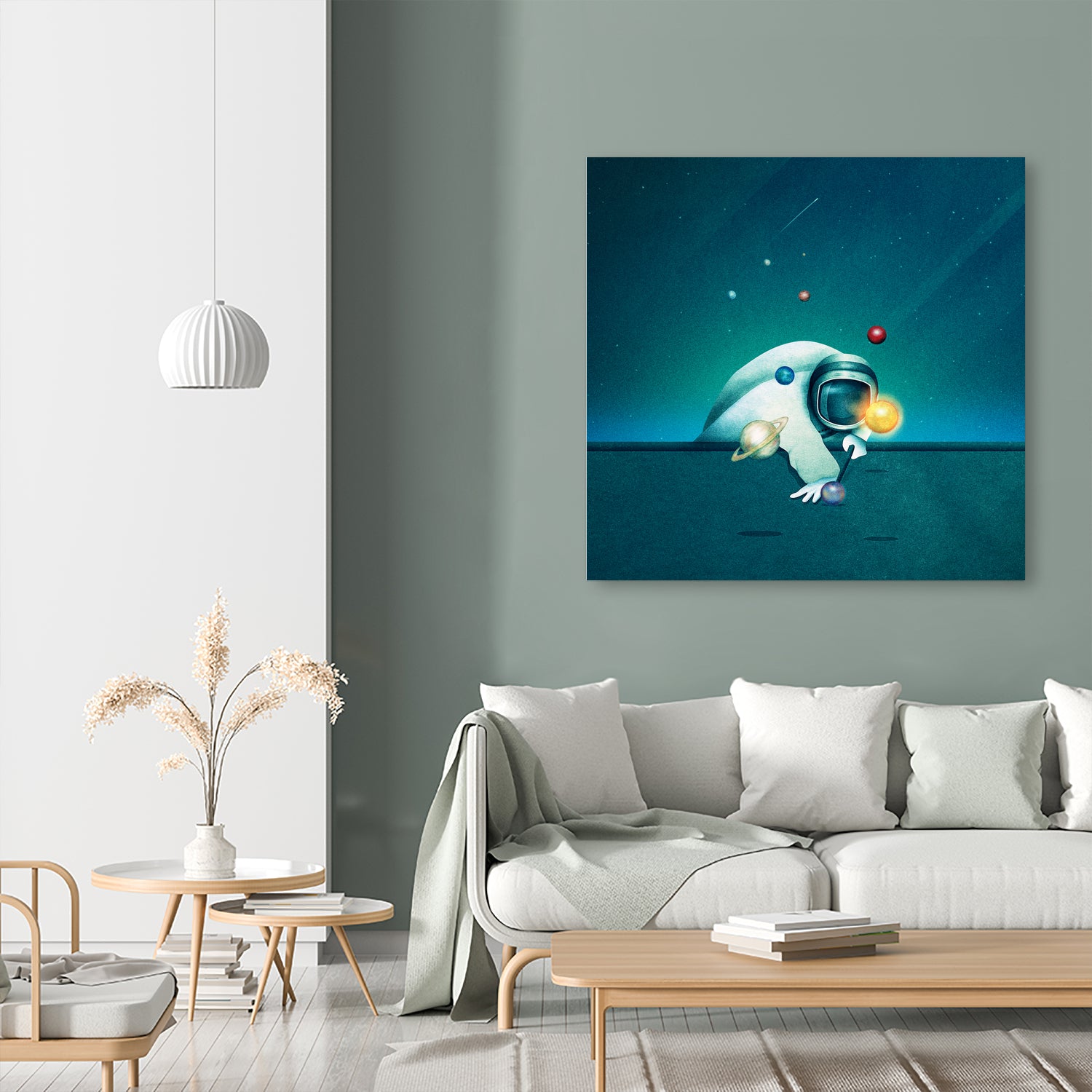 Astronaut Billards by Romina Lutz on GIANT ART - green digital painting