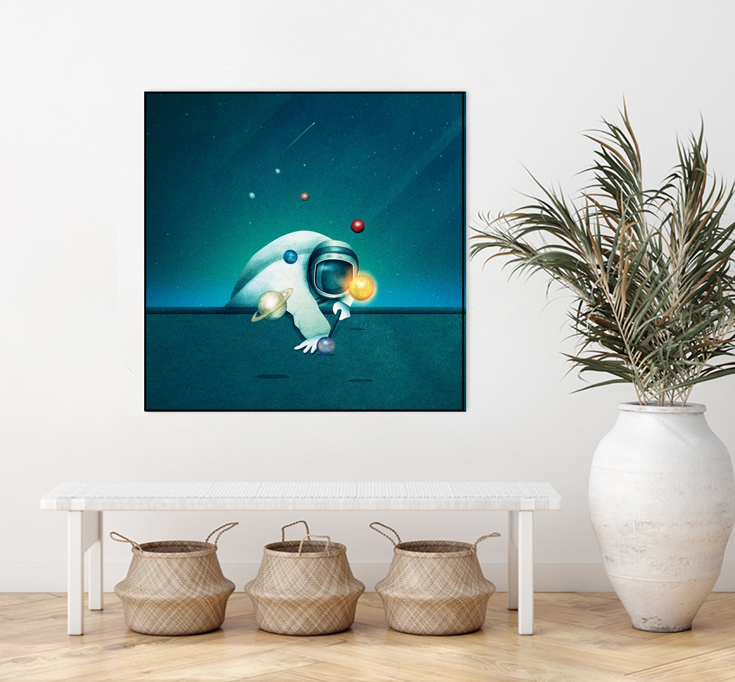 Astronaut Billards by Romina Lutz on GIANT ART - green digital painting