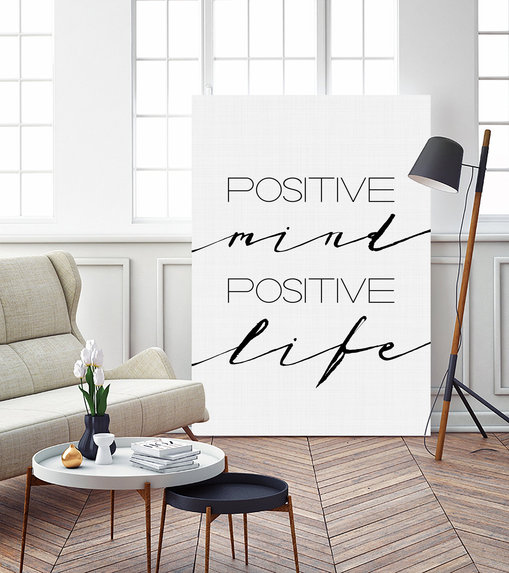 Positive Mind Positive Life by Justinas Jokubauskas on GIANT ART - black typography