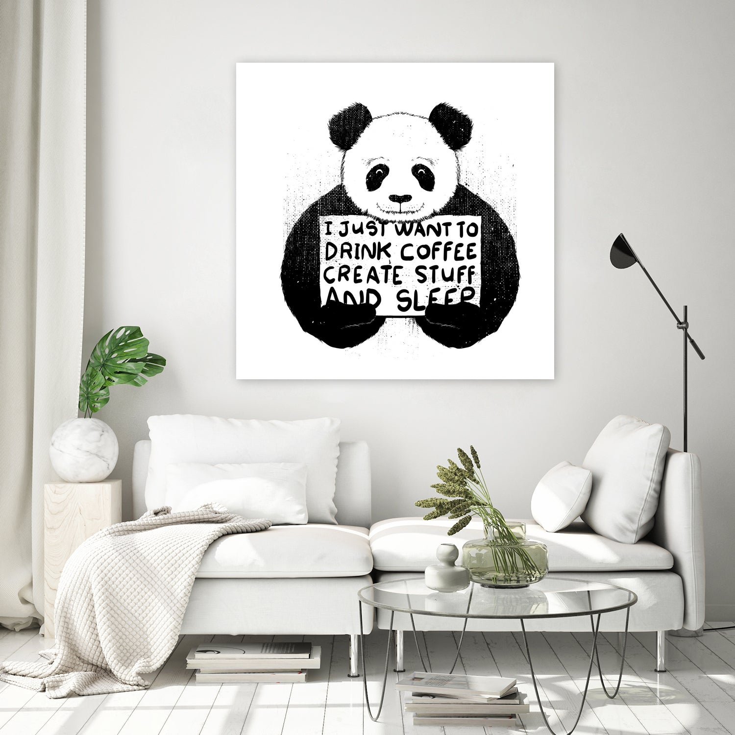 I Just Want to Drink Coffee Creates Stuff and Sleep by Tobias Fonseca on GIANT ART - white digital painting