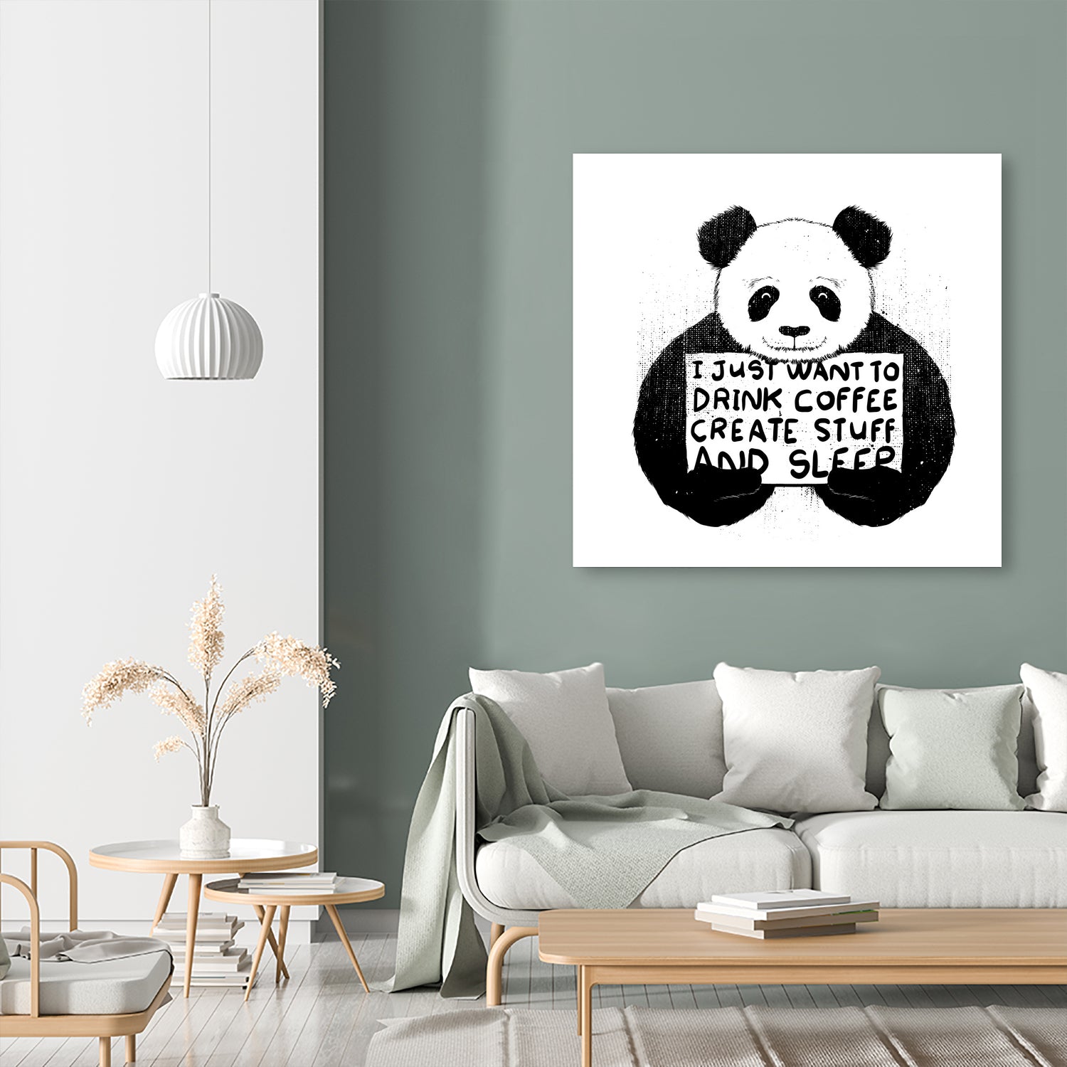 I Just Want to Drink Coffee Creates Stuff and Sleep by Tobias Fonseca on GIANT ART - white digital painting