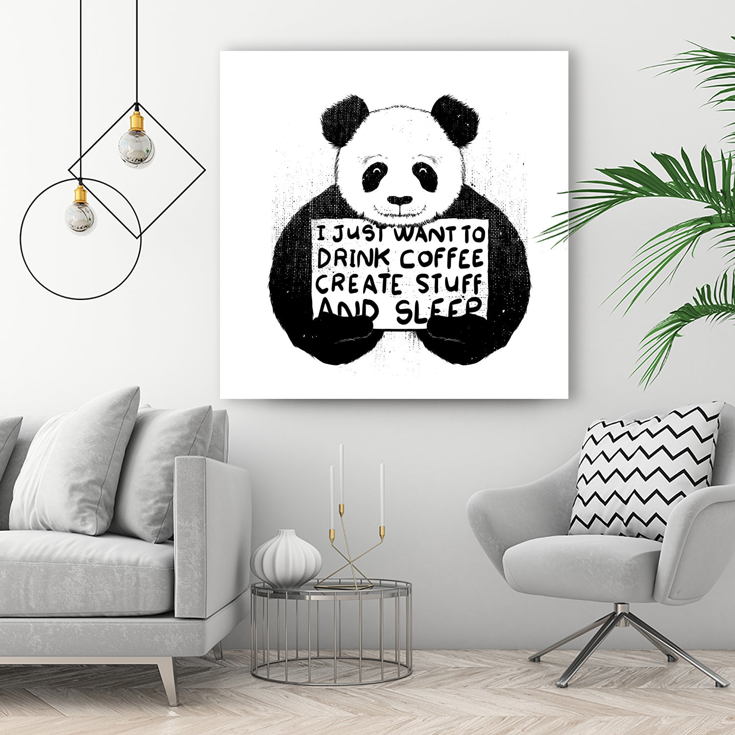 I Just Want to Drink Coffee Creates Stuff and Sleep by Tobias Fonseca on GIANT ART - white digital painting