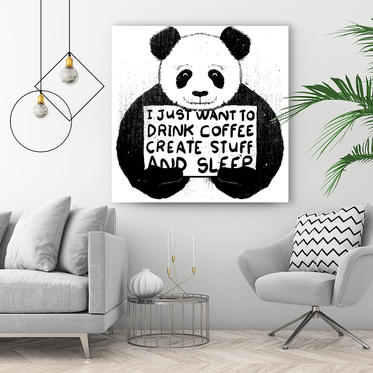 I Just Want to Drink Coffee Creates Stuff and Sleep by Tobias Fonseca on GIANT ART - white digital painting