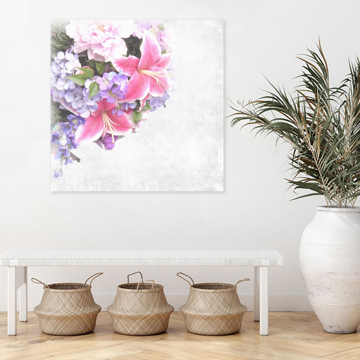 Vintage Flowers Lily by Sven Herkenrath on GIANT ART - pink mixed media