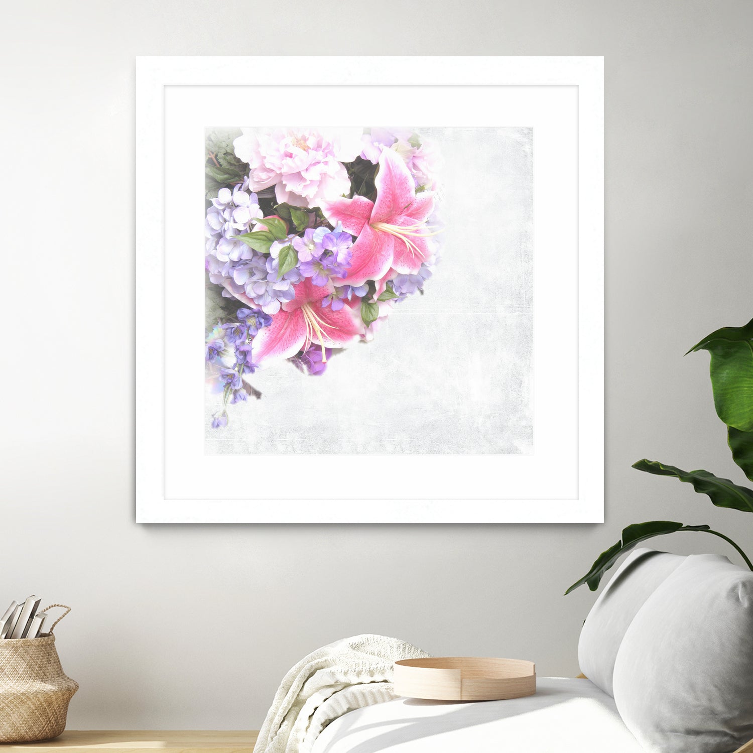 Vintage Flowers Lily by Sven Herkenrath on GIANT ART - pink mixed media