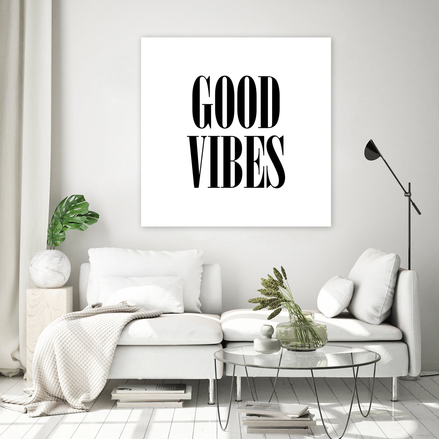Good Vibes by Neli Dimitrova on GIANT ART - white typography