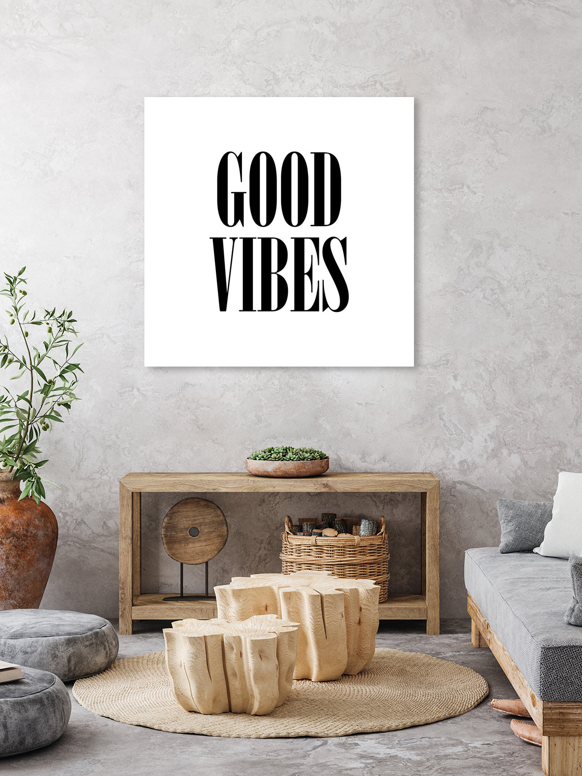 Good Vibes by Neli Dimitrova on GIANT ART - white typography