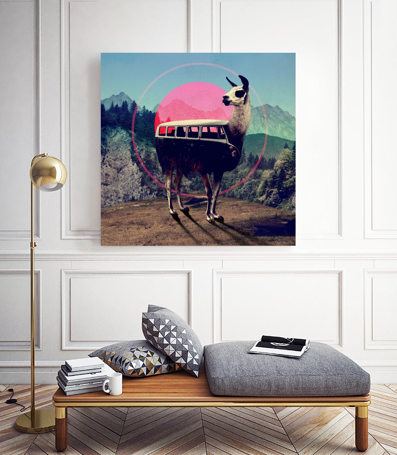 Llama by Ali Gulec on GIANT ART - blue mixed media