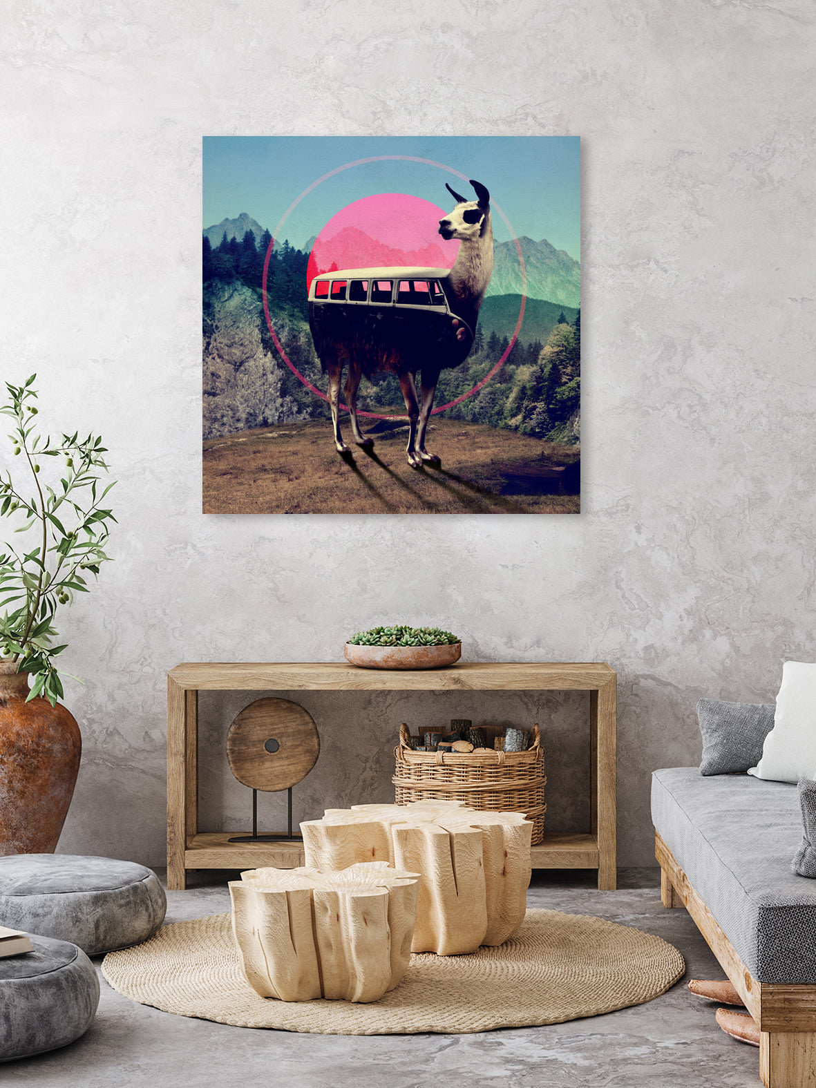 Llama by Ali Gulec on GIANT ART - blue mixed media