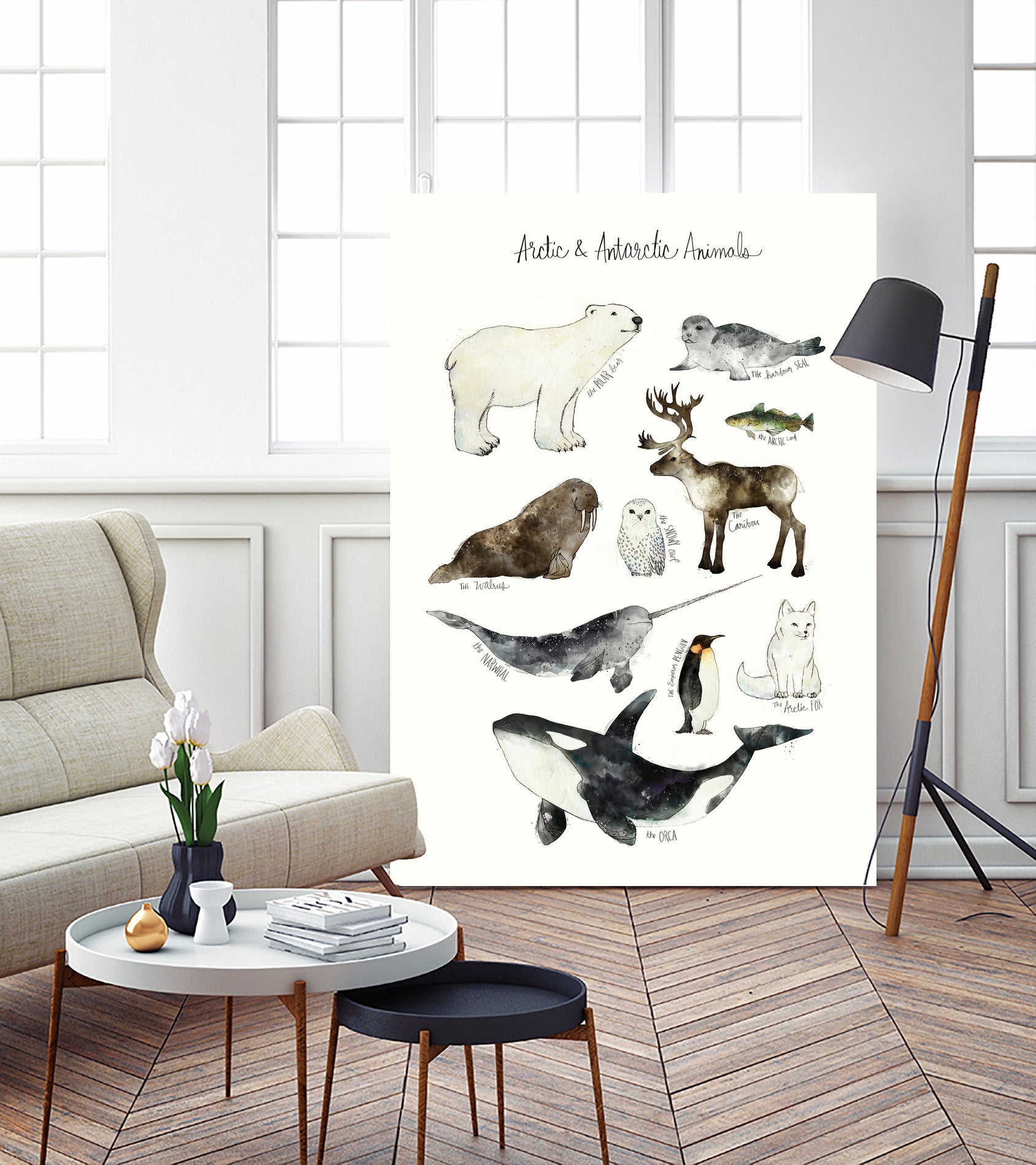 Arctic & Antarctic Animals by Amy Hamilton on GIANT ART - blue mixed media