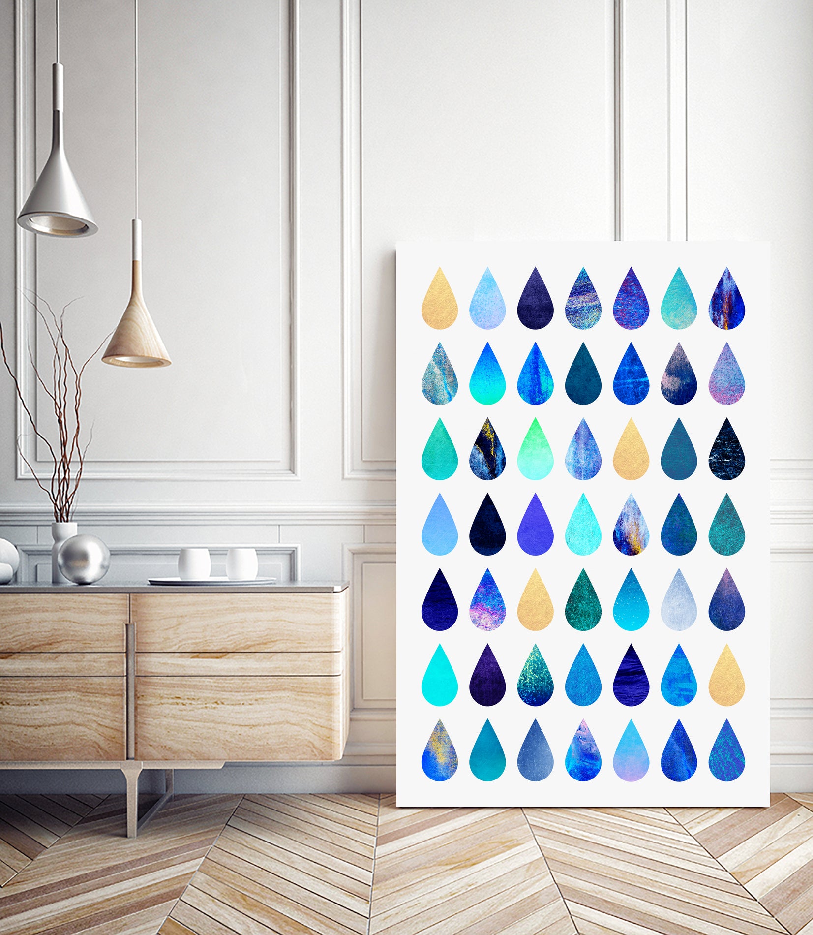 Rain by Elisabeth Fredriksson on GIANT ART - blue mixed media