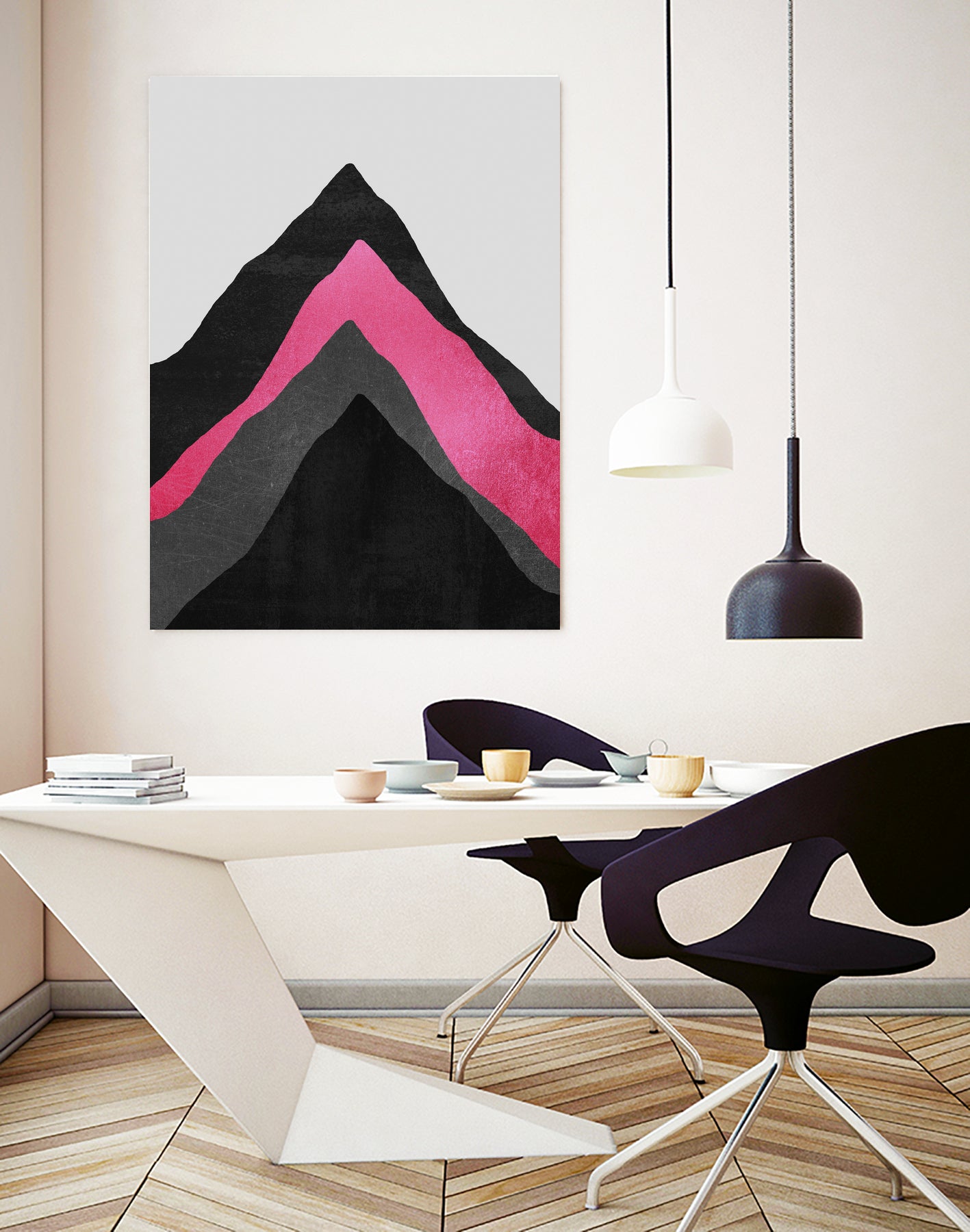 Four Mountains / Pink by Elisabeth Fredriksson on GIANT ART - pink digital painting