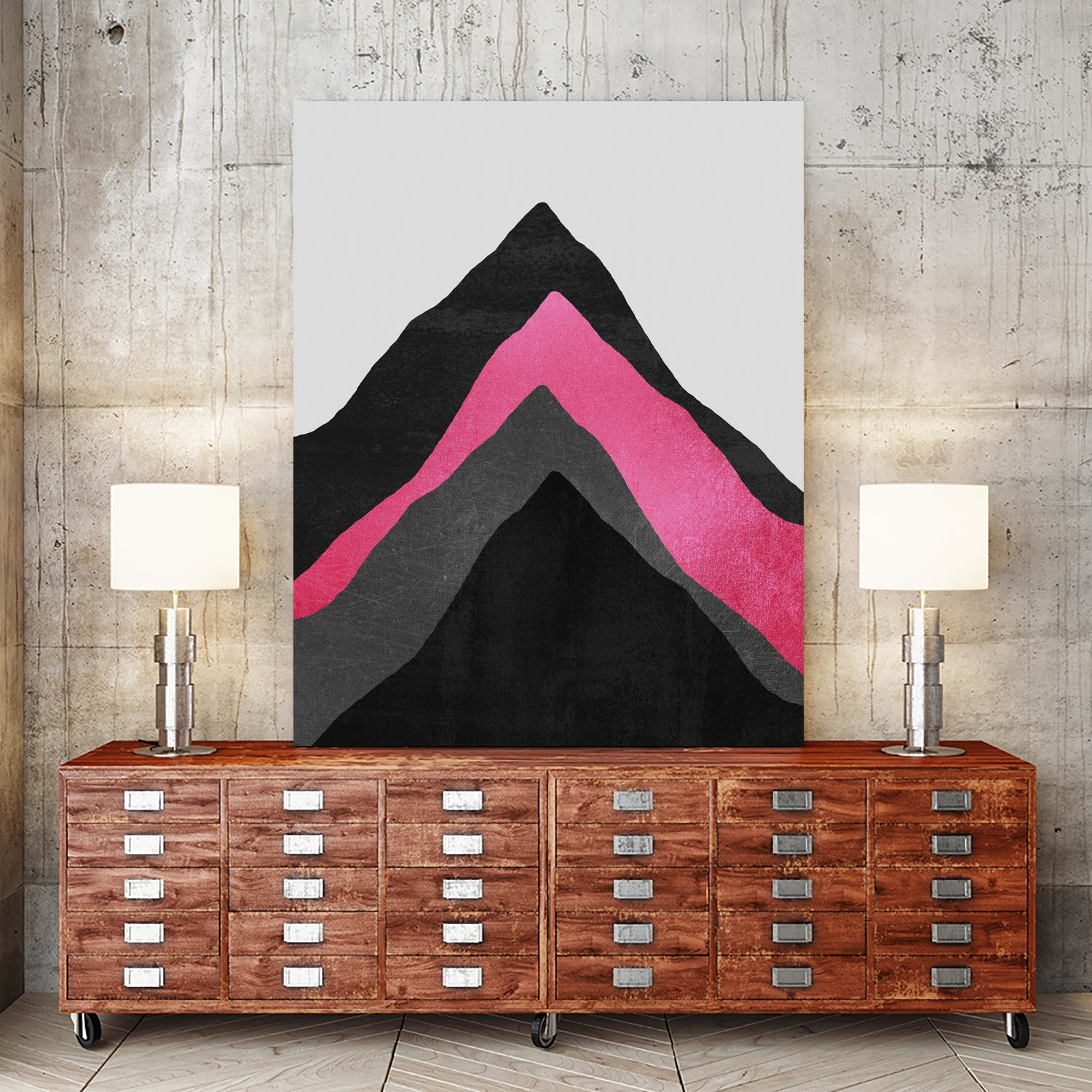 Four Mountains / Pink by Elisabeth Fredriksson on GIANT ART - pink digital painting