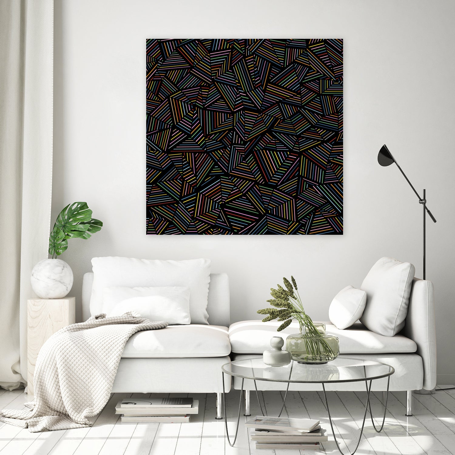 Ab Linear Rainbow B by Emeline Tate-Robertson on GIANT ART - black digital painting