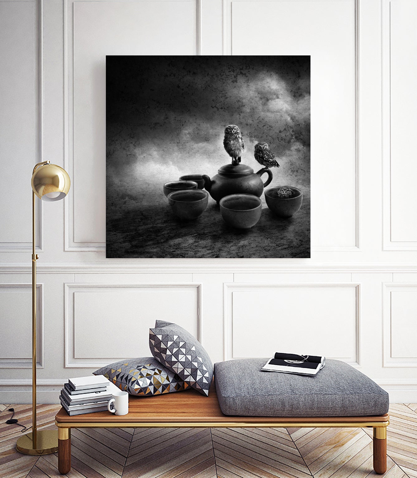 Tea Pot Bird Bath by Sarah DeRemer on GIANT ART - black photo manipulation