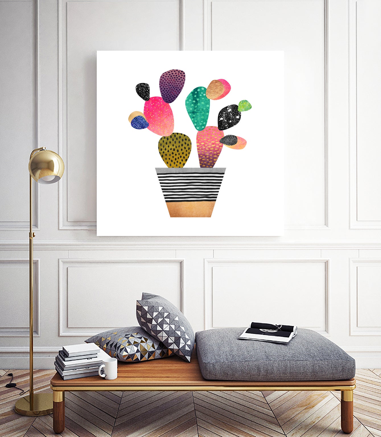 Happy Cactus by Elisabeth Fredriksson on GIANT ART - pink mixed media