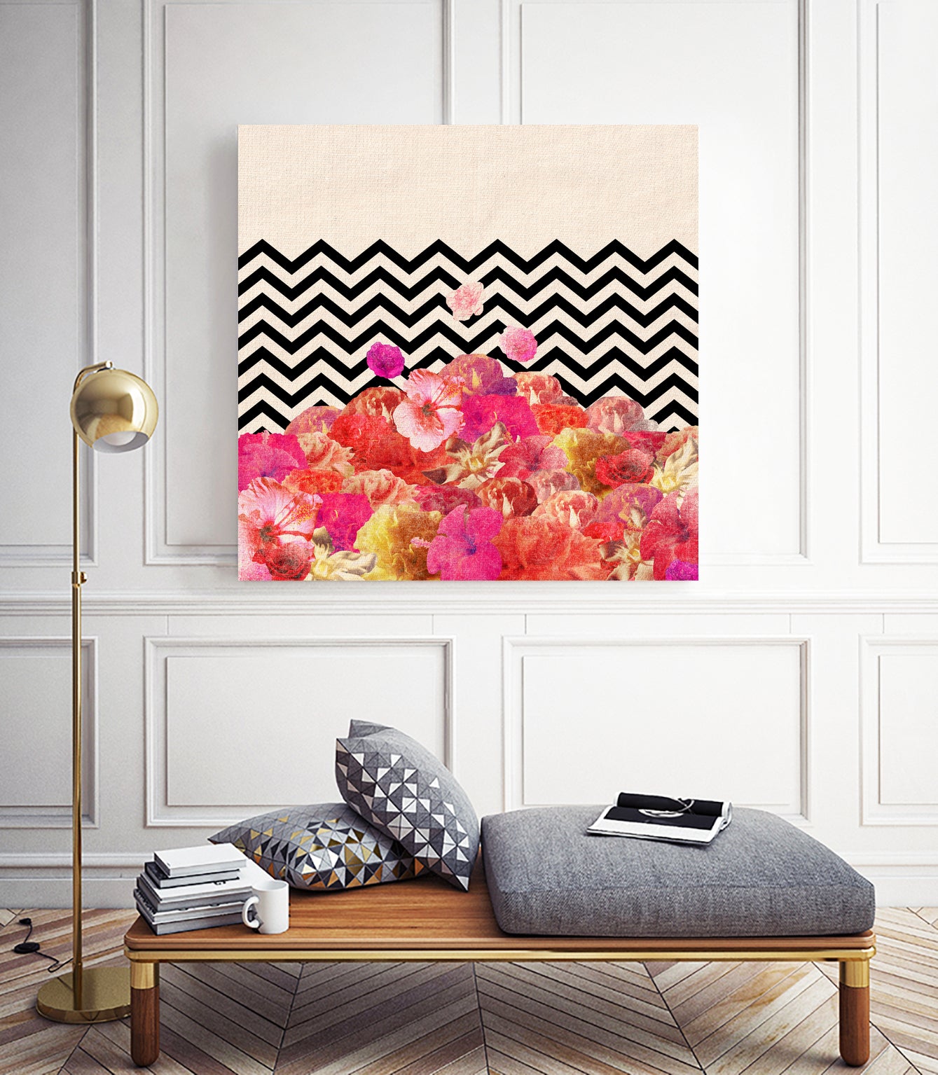Chevron Flora II by Bianca Green on GIANT ART - red photo illustration