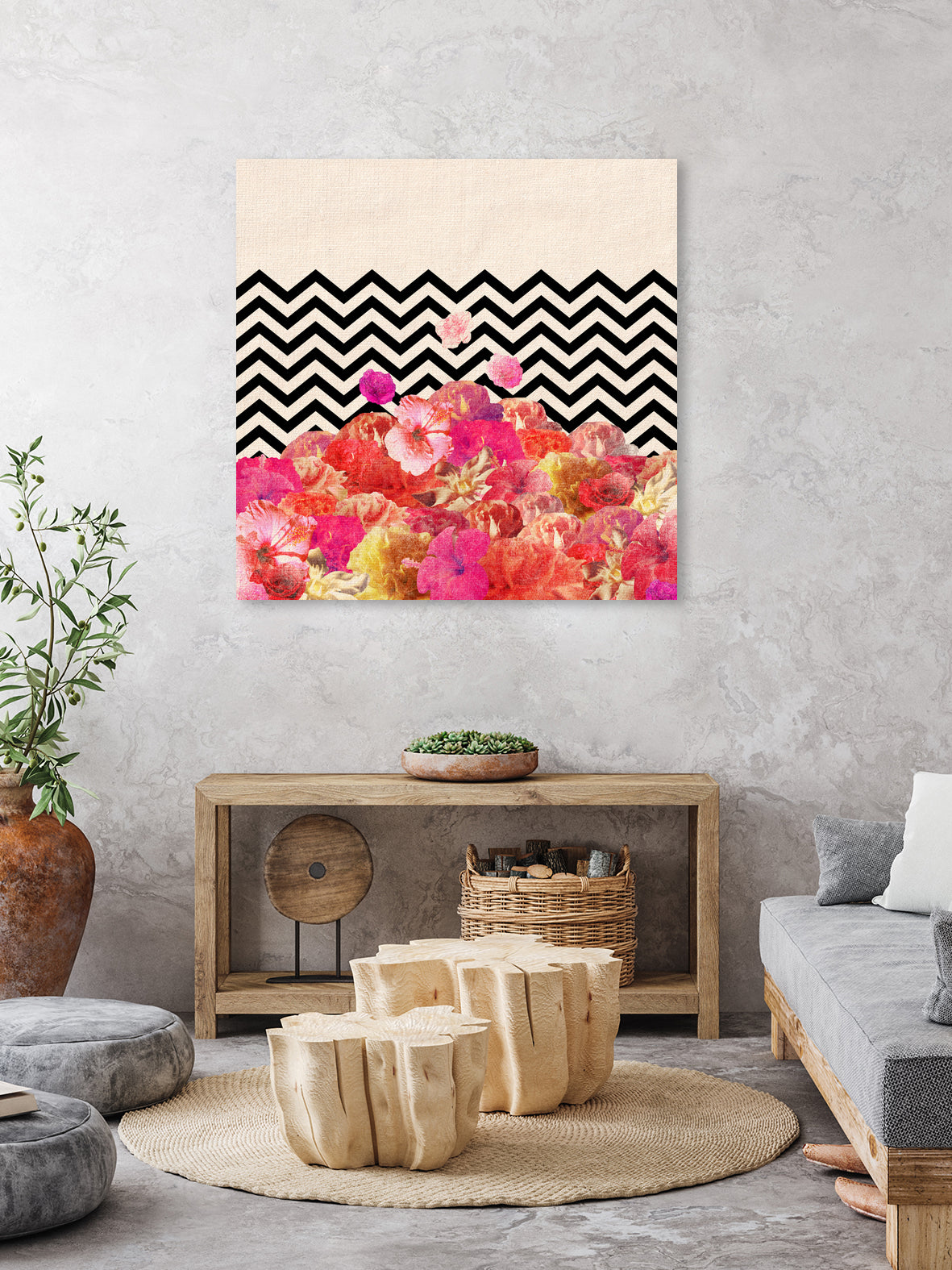 Chevron Flora II by Bianca Green on GIANT ART - red photo illustration