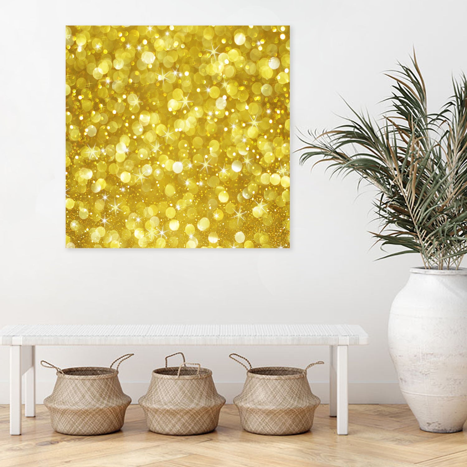 Glam gold bokeh glitter by dushan Medich on GIANT ART - yellow digital painting