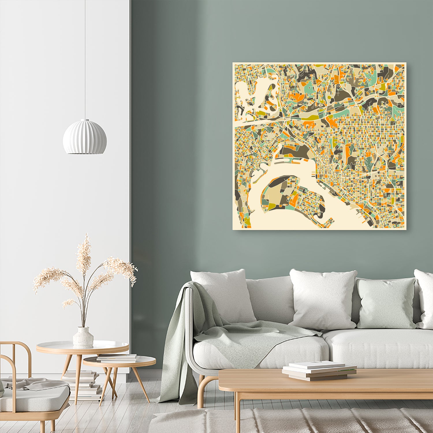 San Diego Map by Jazzberry Blue on GIANT ART - orange vector illustration