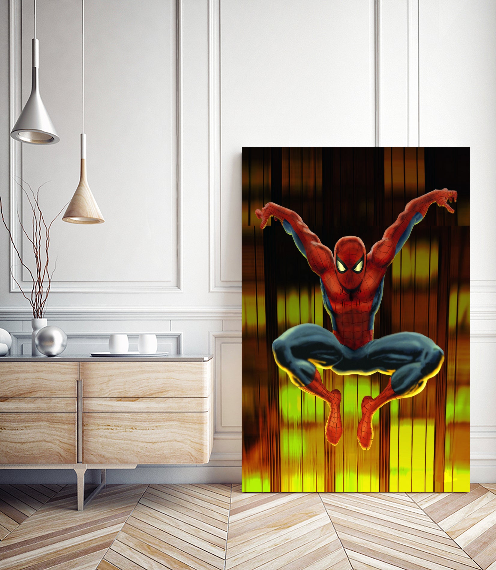 Marvel: Spider-Man Drops By by Dan Avenell on GIANT ART - blue digital painting