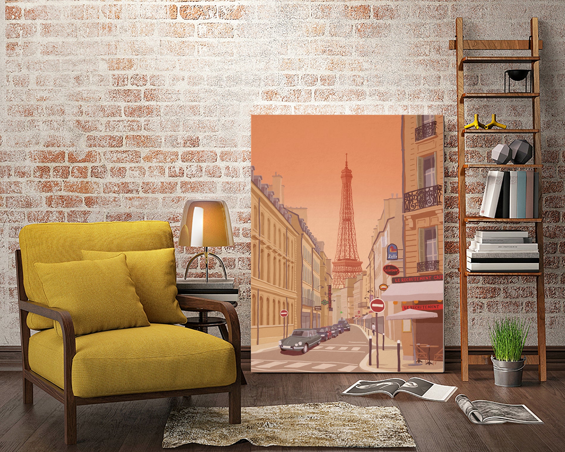 Eiffel Tower Paris by Steve Ash on GIANT ART - yellow digital painting