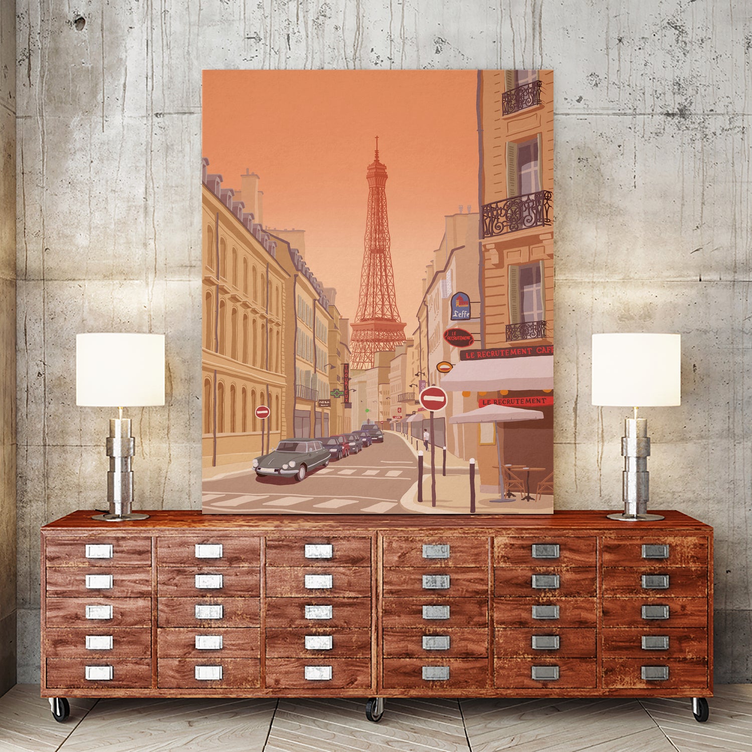 Eiffel Tower Paris by Steve Ash on GIANT ART - yellow digital painting