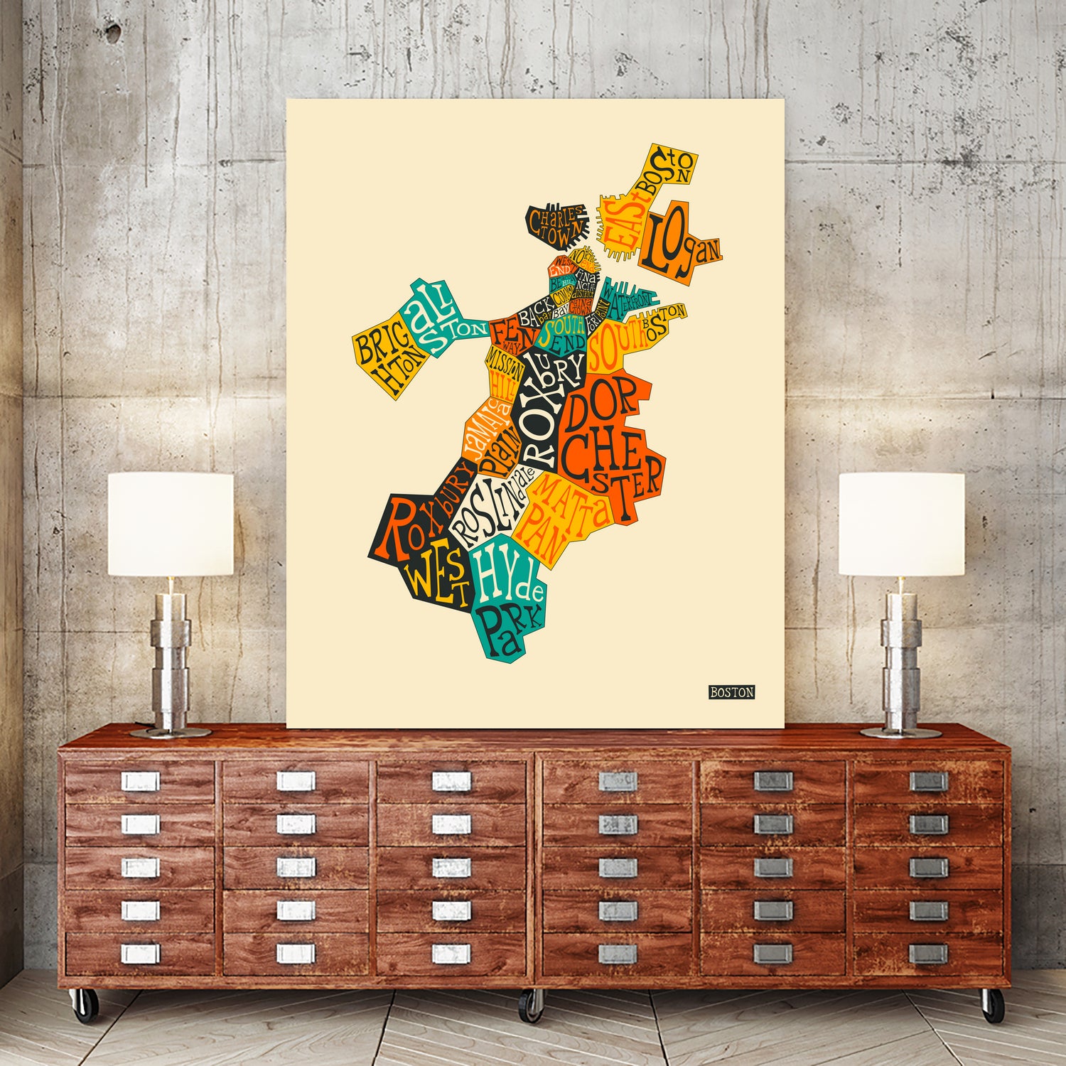 Boston Neighborhoods by Jazzberry Blue on GIANT ART - red vector illustration
