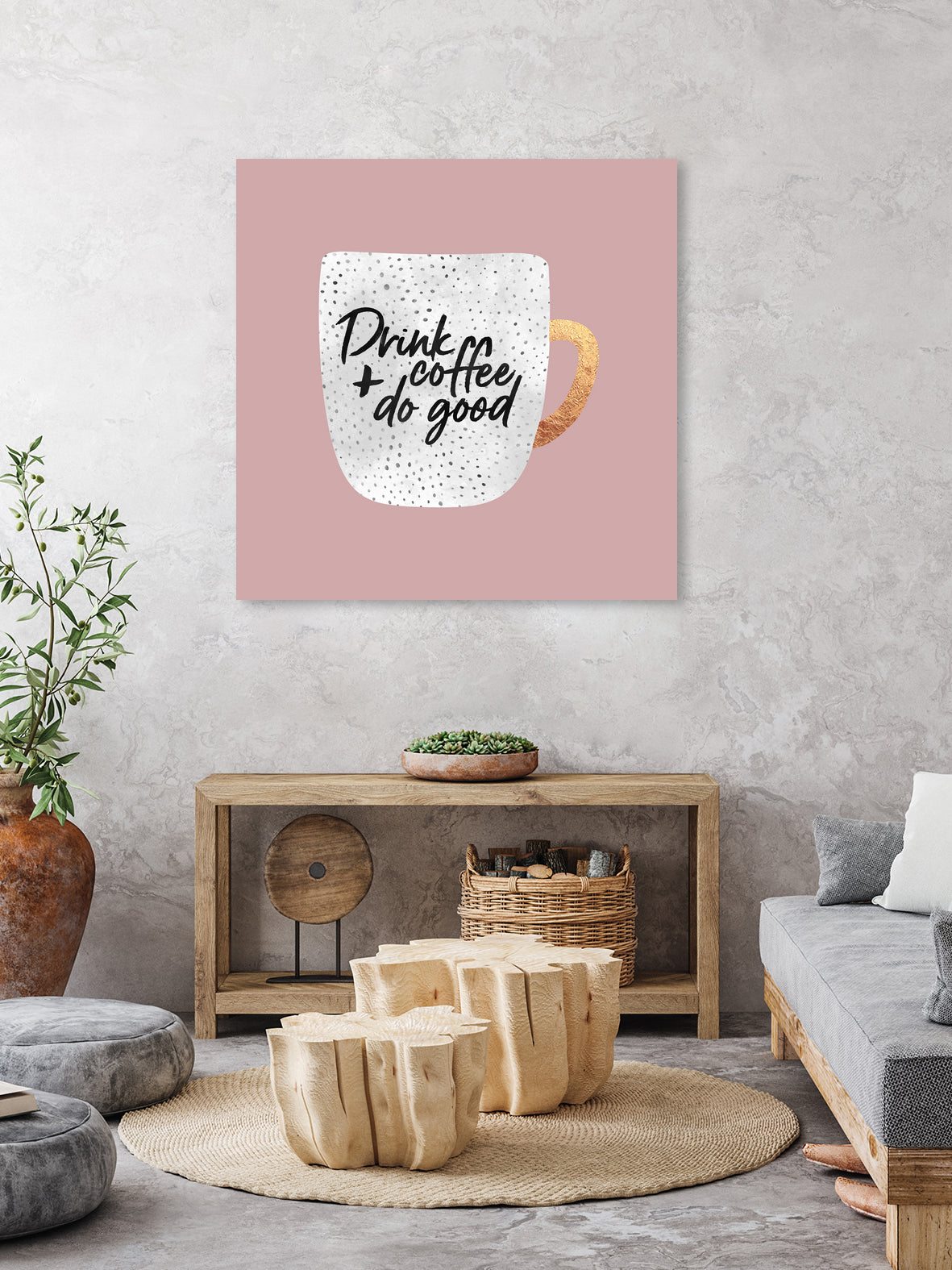 Drink coffee and do good 2 by Elisabeth Fredriksson on GIANT ART - pink digital painting