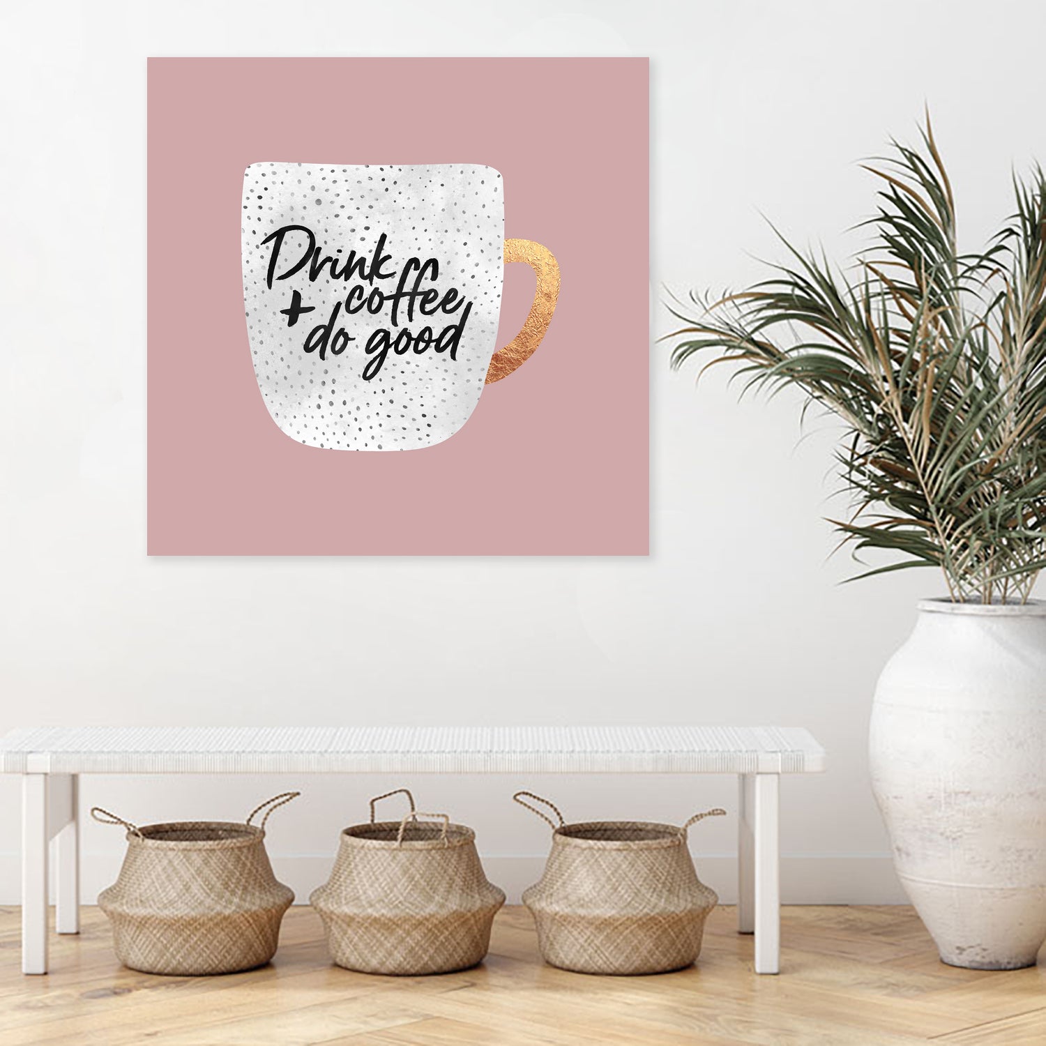 Drink coffee and do good 2 by Elisabeth Fredriksson on GIANT ART - pink digital painting