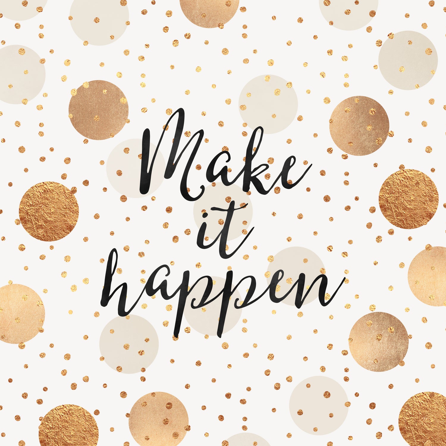 Make it happen - Gold Dots by Elisabeth Fredriksson on GIANT ART - yellow digital painting