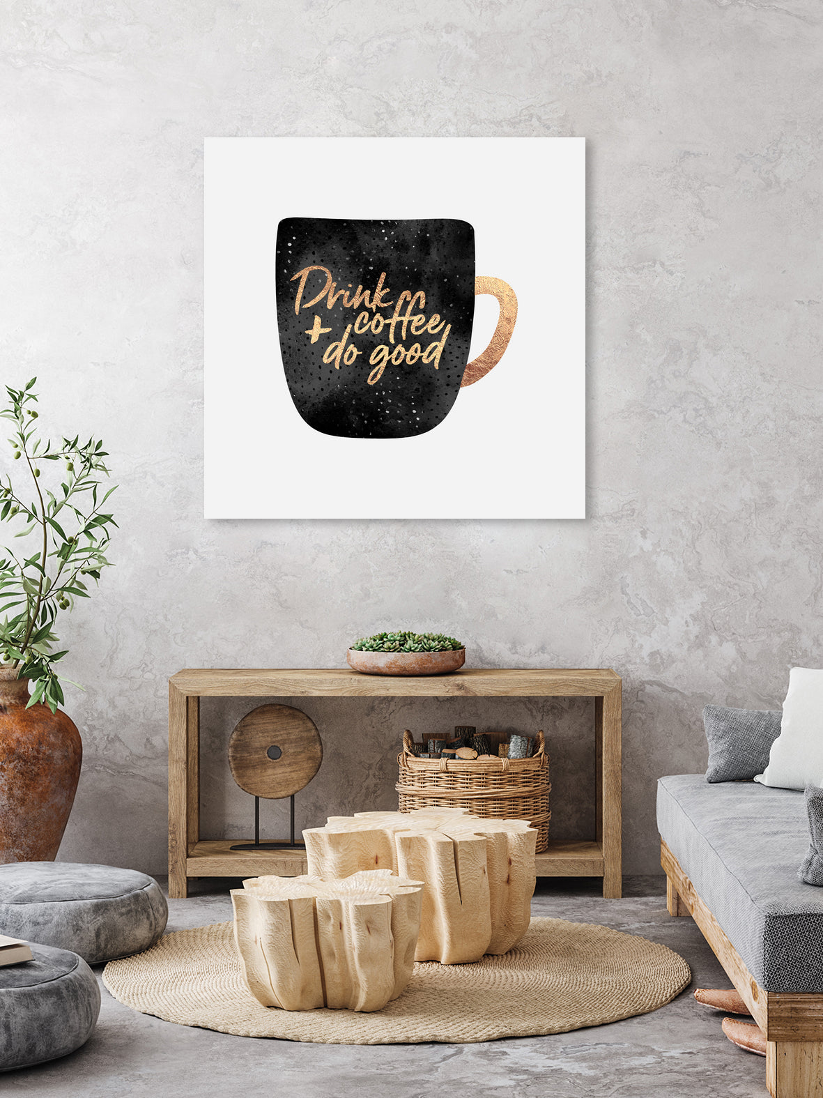 Drink Coffee And Do Good 1 by Elisabeth Fredriksson on GIANT ART - black digital painting