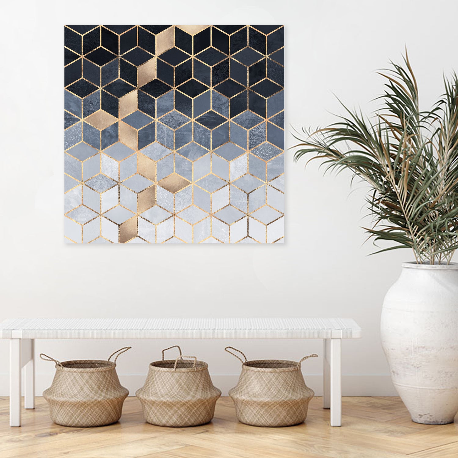 Soft Blue Gradient Cubes by Elisabeth Fredriksson on GIANT ART - blue digital painting