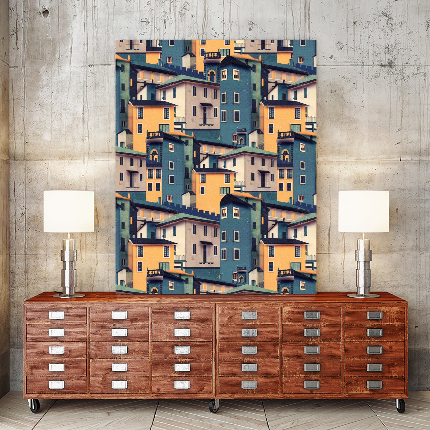 Night Castles (Pattern) by Romina Lutz on GIANT ART - yellow digital painting