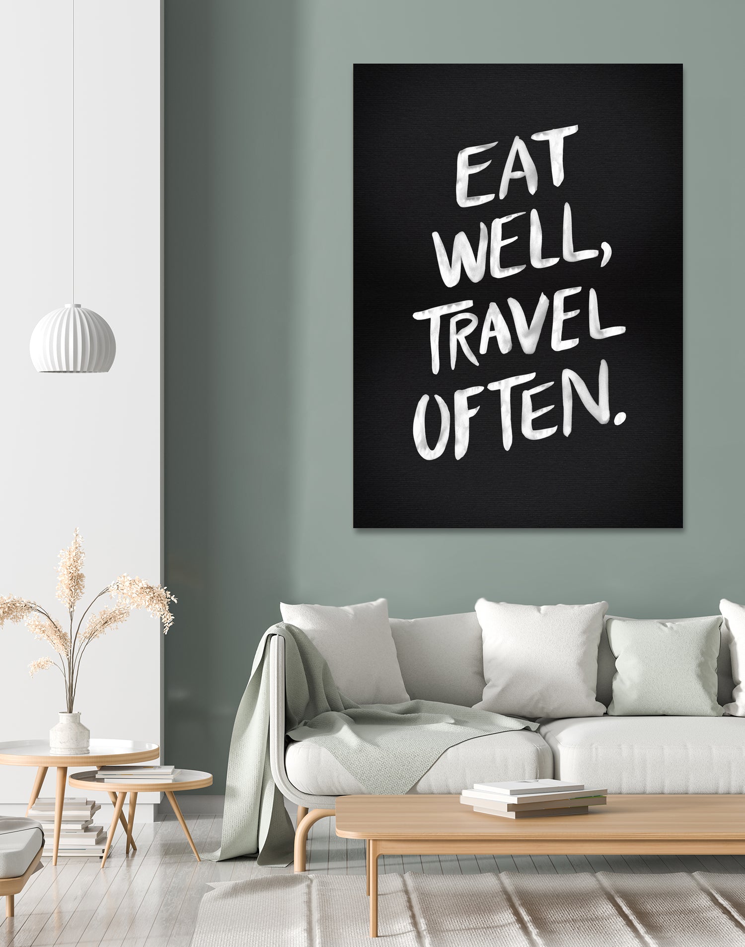 Eat Well, Travel Often (Black) by Cat Coquillette on GIANT ART - black typography