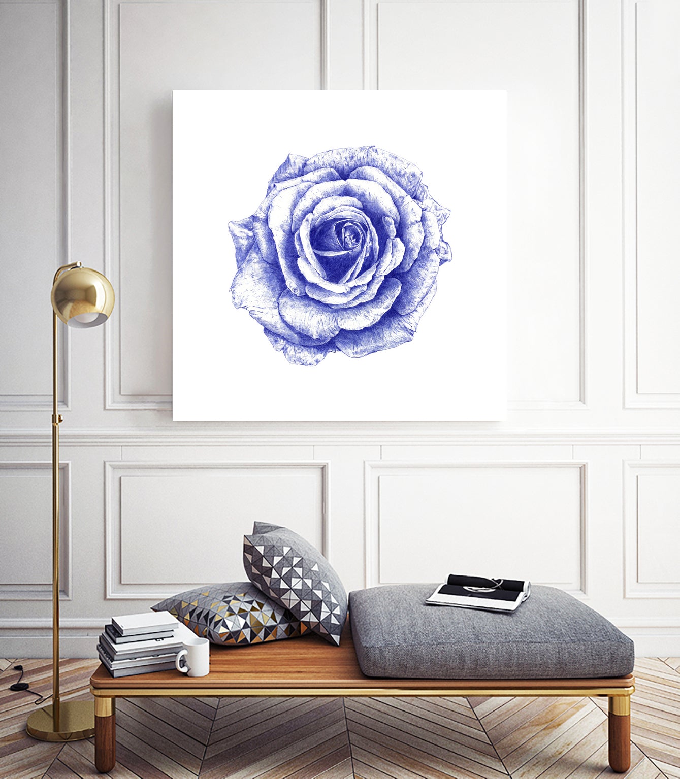 Ballpoint Blue Rose by Ronny Petrus Johannes Kools on GIANT ART - blue mixed media