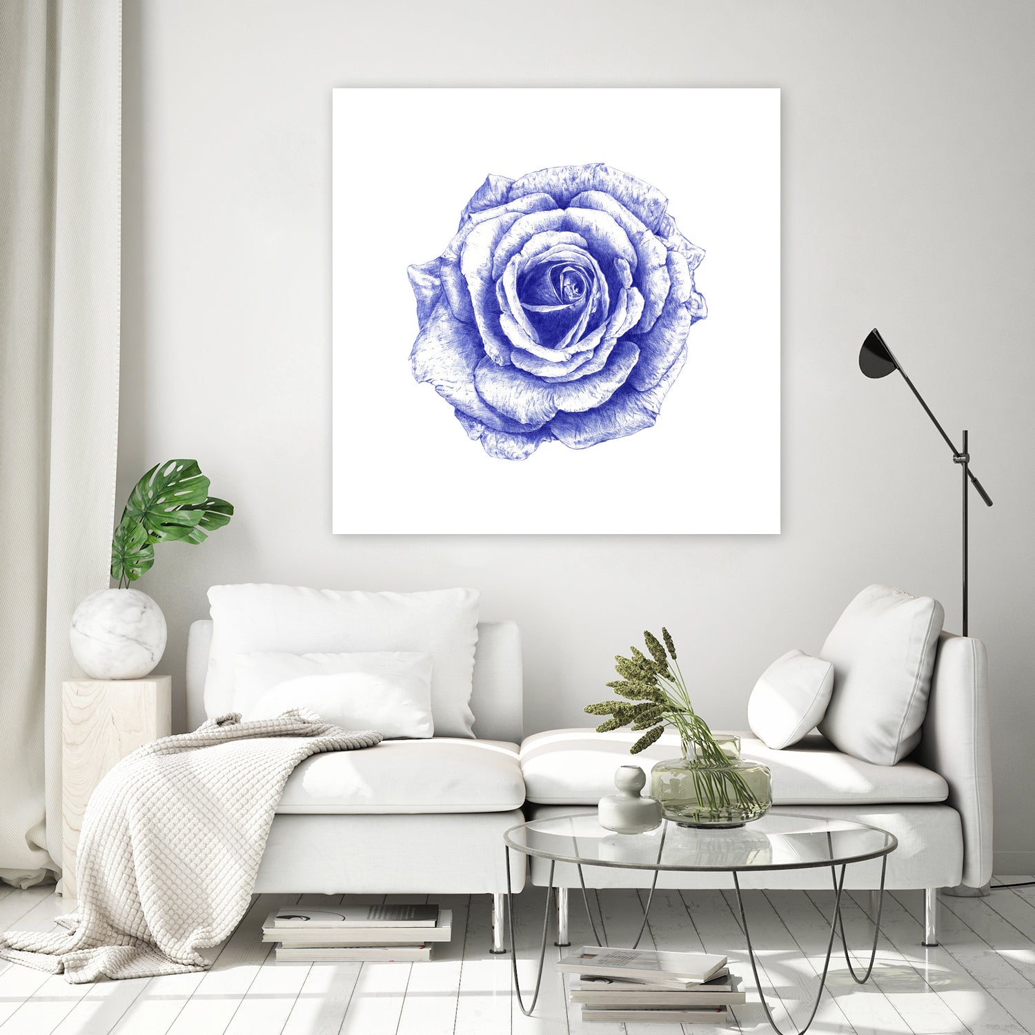 Ballpoint Blue Rose by Ronny Petrus Johannes Kools on GIANT ART - blue mixed media