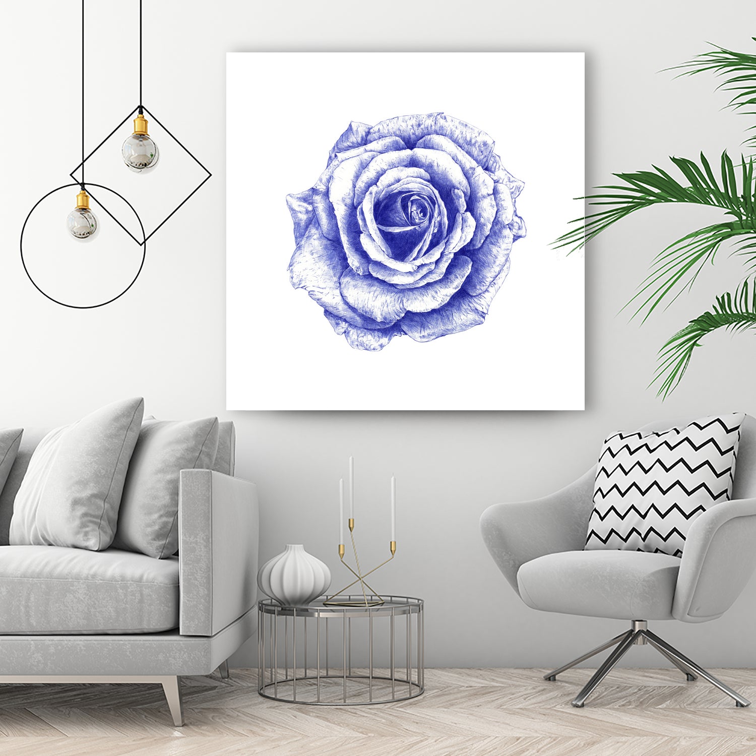 Ballpoint Blue Rose by Ronny Petrus Johannes Kools on GIANT ART - blue mixed media
