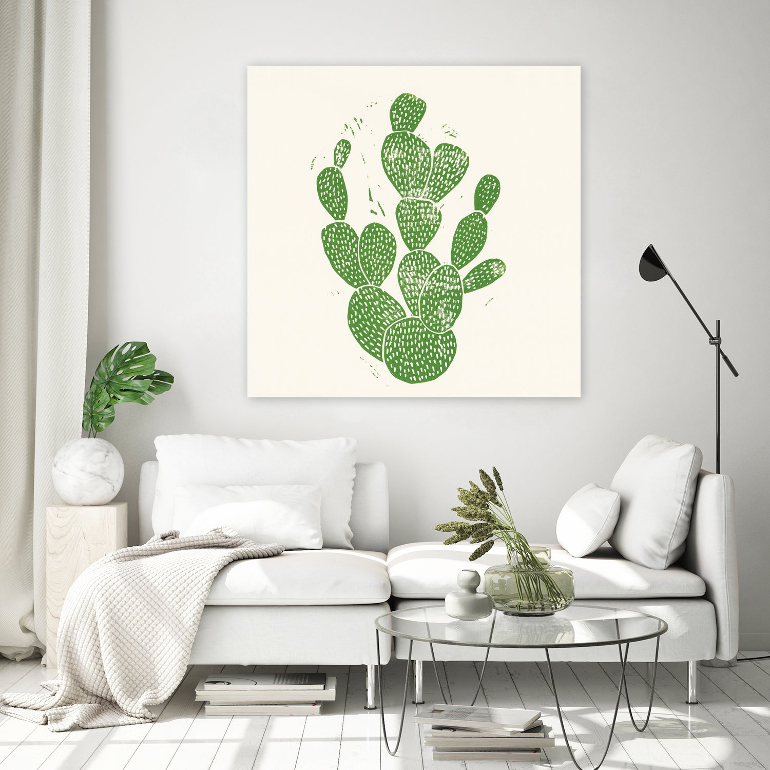 Linocut Cacti by Bianca Green on GIANT ART - green mixed media