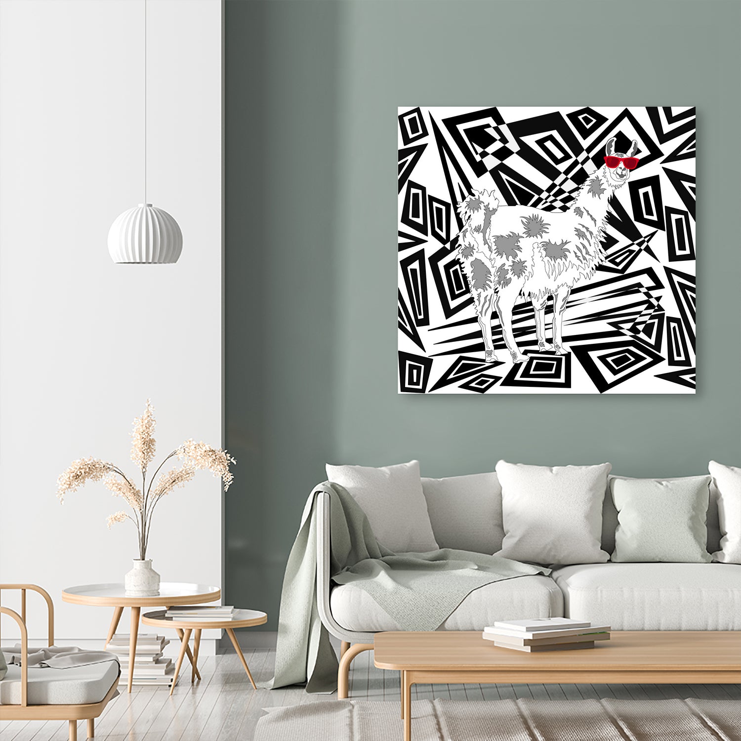 Llama In Red Sunglasses Abstract by TheArtOf Vikki on GIANT ART - black digital drawing