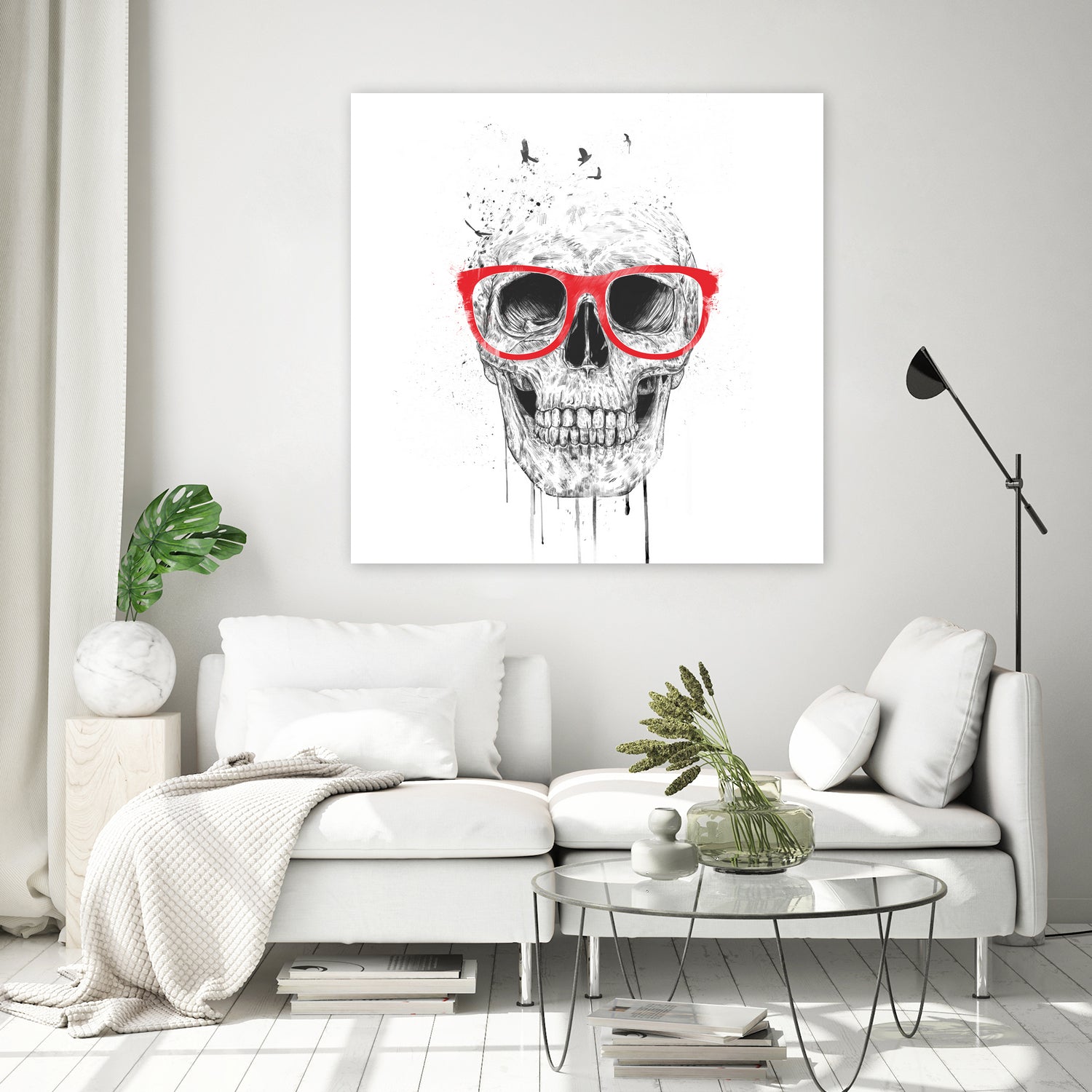 Skull with red glasses by Solti Balázs on GIANT ART - white digital painting
