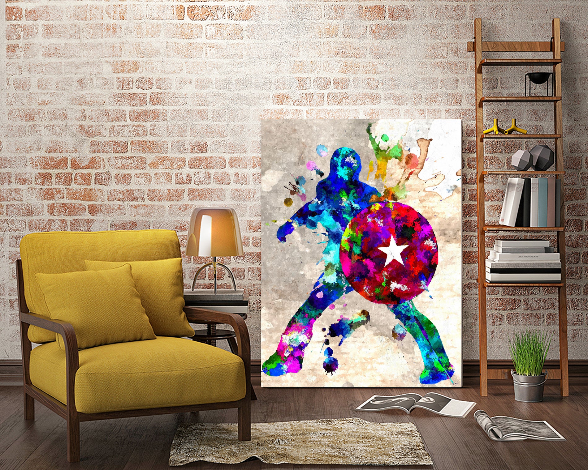 Captain America Grunge by Daniel Janda on GIANT ART - blue digital painting
