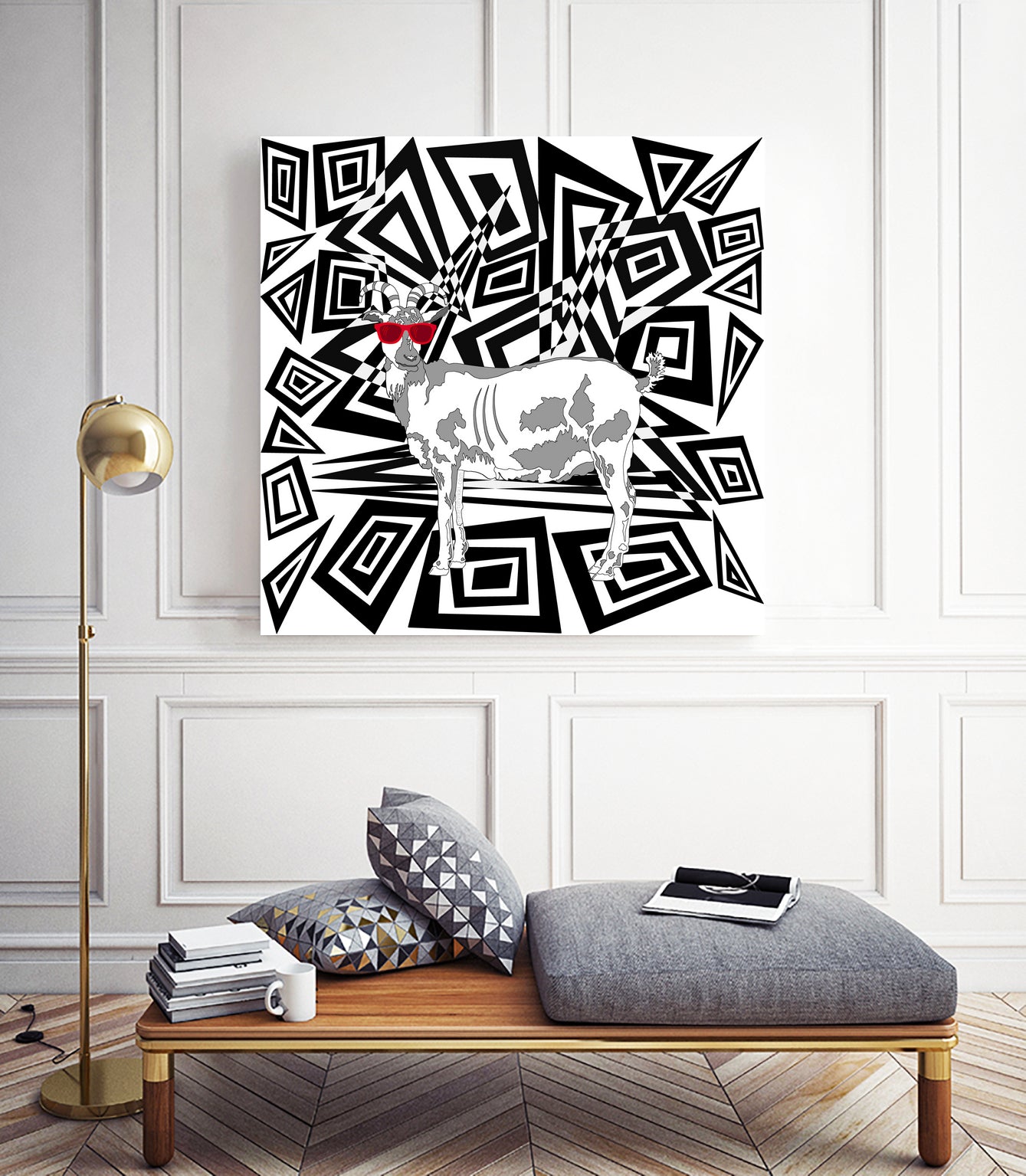 Goat In Red Sunglasses Abstract by TheArtOf Vikki on GIANT ART - black digital drawing