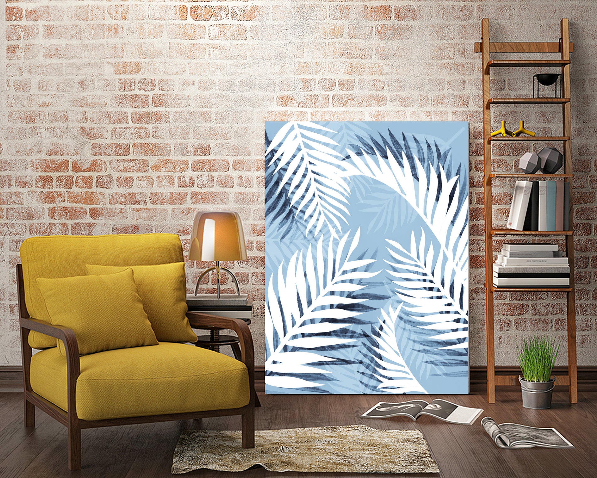 Tropical bliss - chambray blue by Gale Switzer on GIANT ART - blue digital drawing