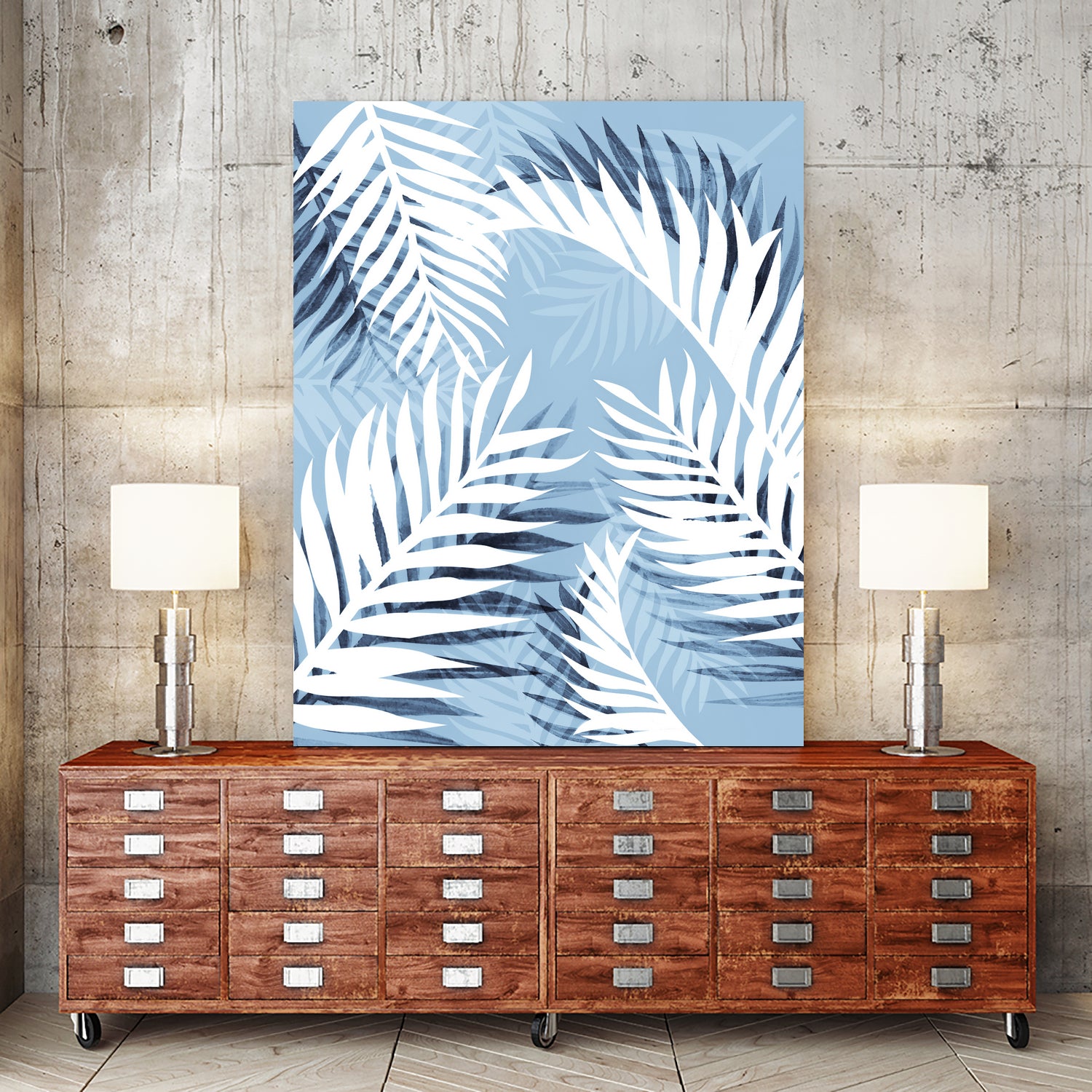 Tropical bliss - chambray blue by Gale Switzer on GIANT ART - blue digital drawing
