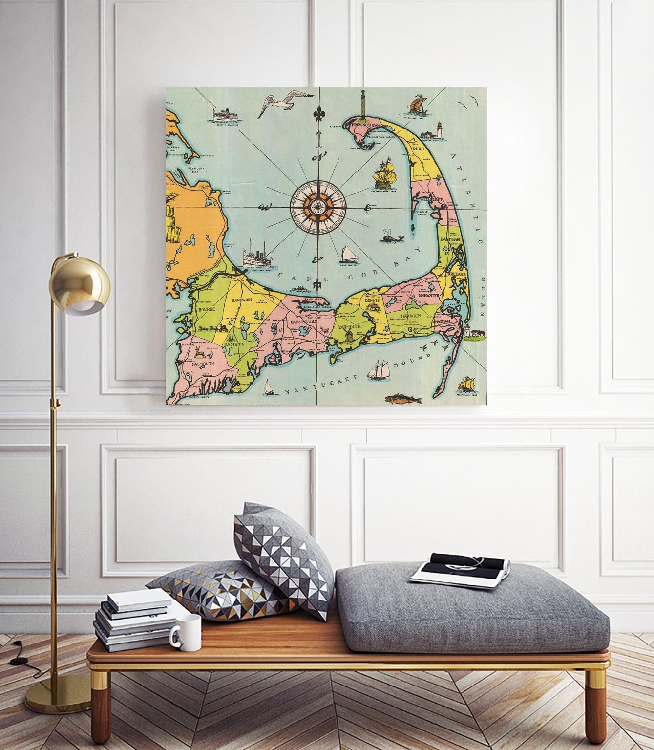 Vintage Map of Cape Cod by Adam Shaw on GIANT ART - white photo illustration