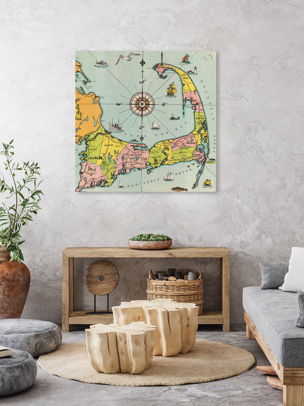 Vintage Map of Cape Cod by Adam Shaw on GIANT ART - white photo illustration