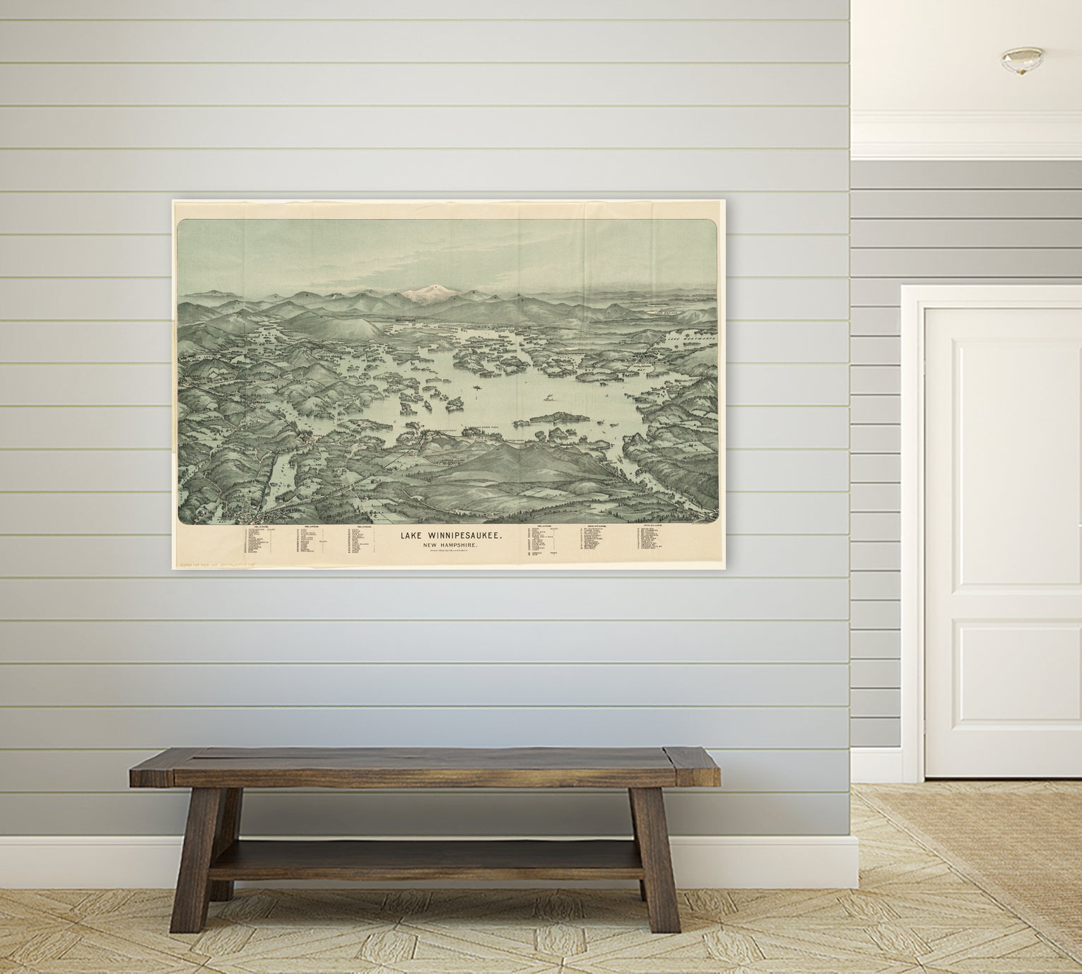 Vintage Map of Lake Winnipesaukee (1903) by Adam Shaw on GIANT ART - white photo illustration