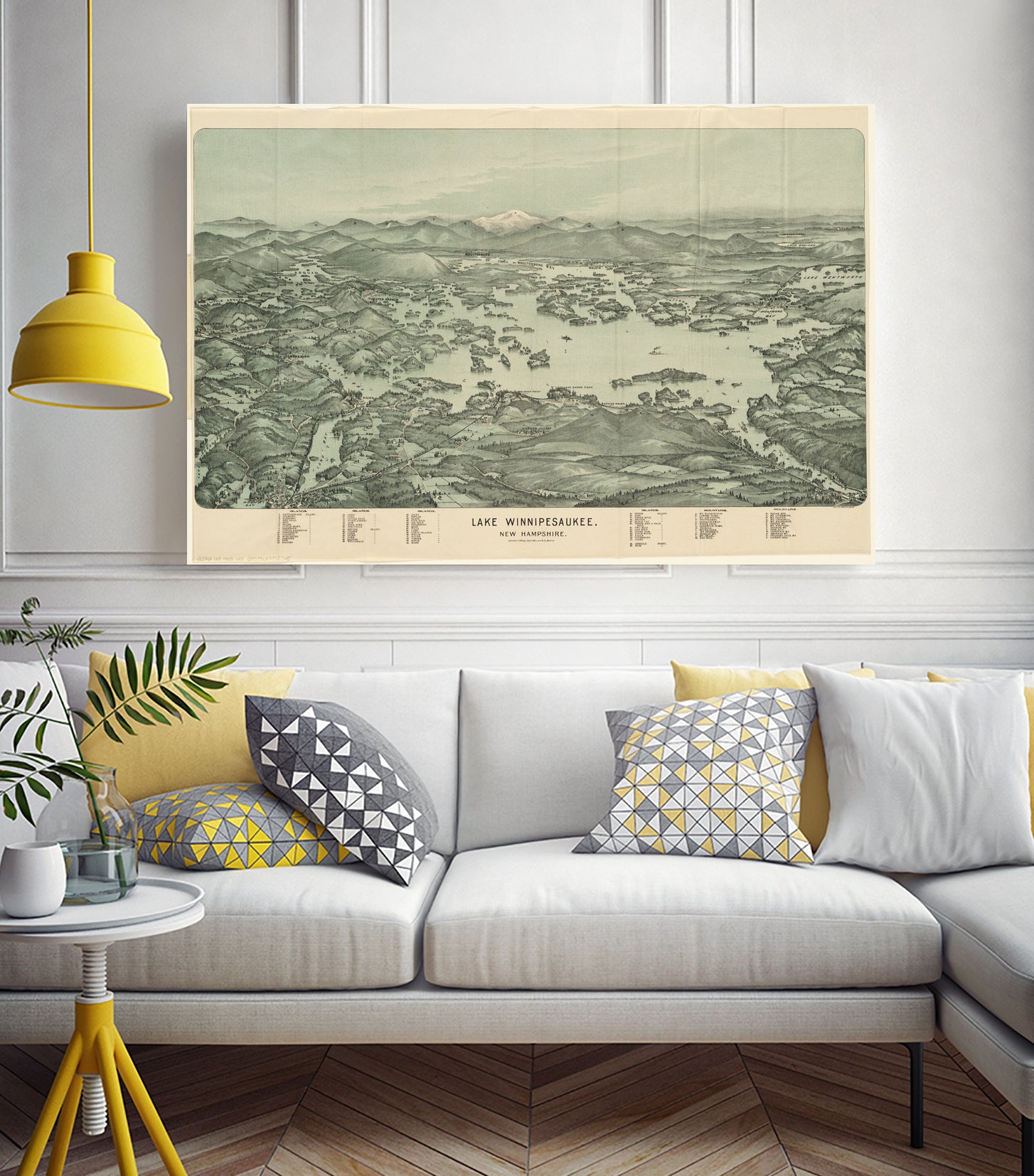 Vintage Map of Lake Winnipesaukee (1903) by Adam Shaw on GIANT ART - white photo illustration